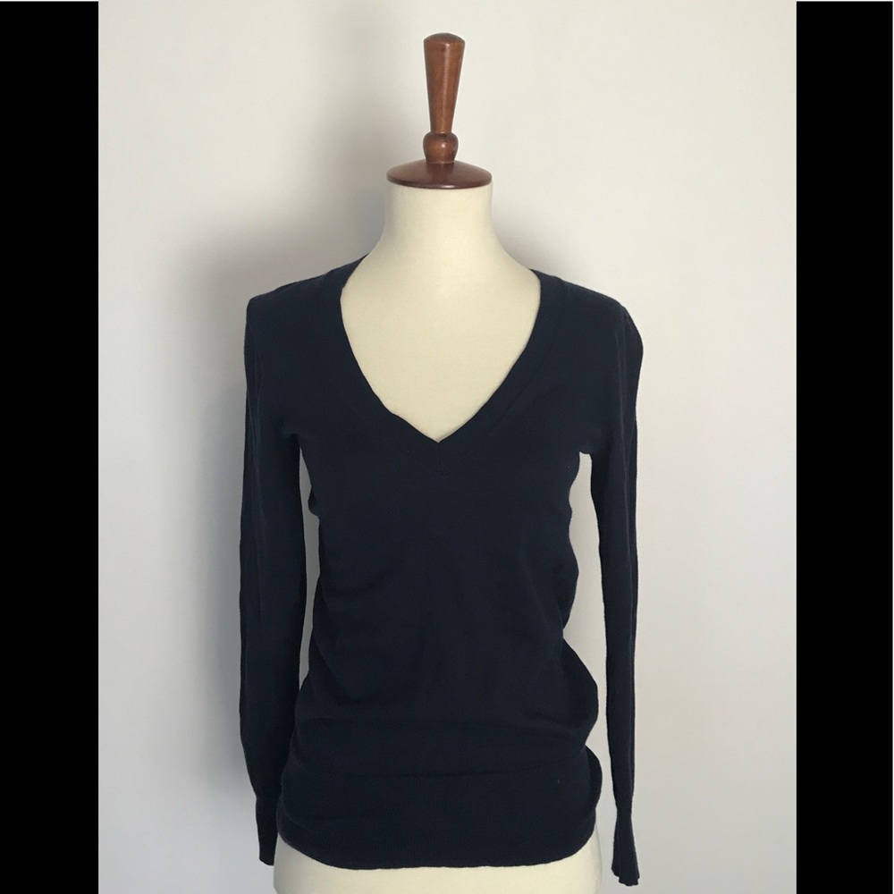 J.Crew Cotton V-Neck Sweater, Navy