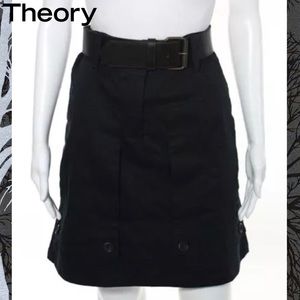 THEORY Chic Black Belted Pocket Detailed Skirt THEORY Chic Black Belted Pocket Detailed Skirt