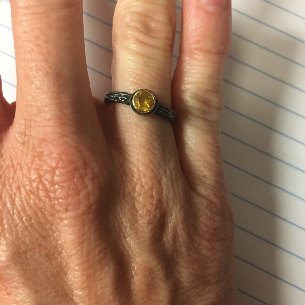 Unique, custom made yellow sapphire ring.