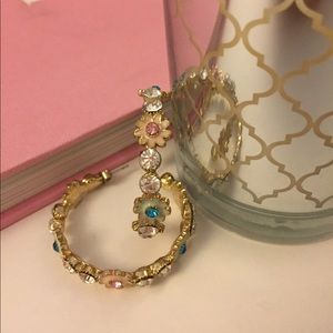 Sparkling Enamel Floral Half Hoop Earrings Sparkling Enamel Floral Half Hoop Earrings