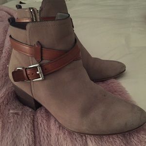 Coach Pauline Booties w/Leather Strap Details Coach Pauline Booties w/Leather Strap Details