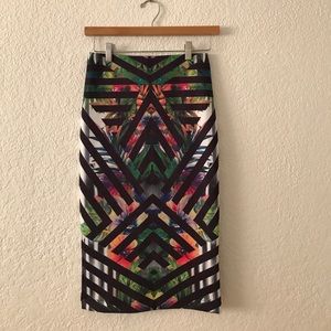 Mustard seed body con tropical chevron midi skirt Mustard seed body con tropical chevron midi skirt