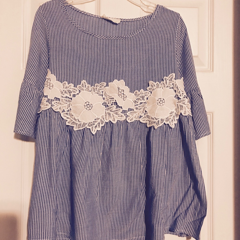 Super cute ruffle sleeve top with lace detail