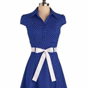 ModCloth retro "hepcat" blue/white polka dot dress ModCloth retro "hepcat" blue/white polka dot dress