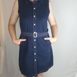 Isaac Mizrahi Target Sleeveless Belted Navy Dress Isaac Mizrahi Target Sleeveless Belted Navy Dress