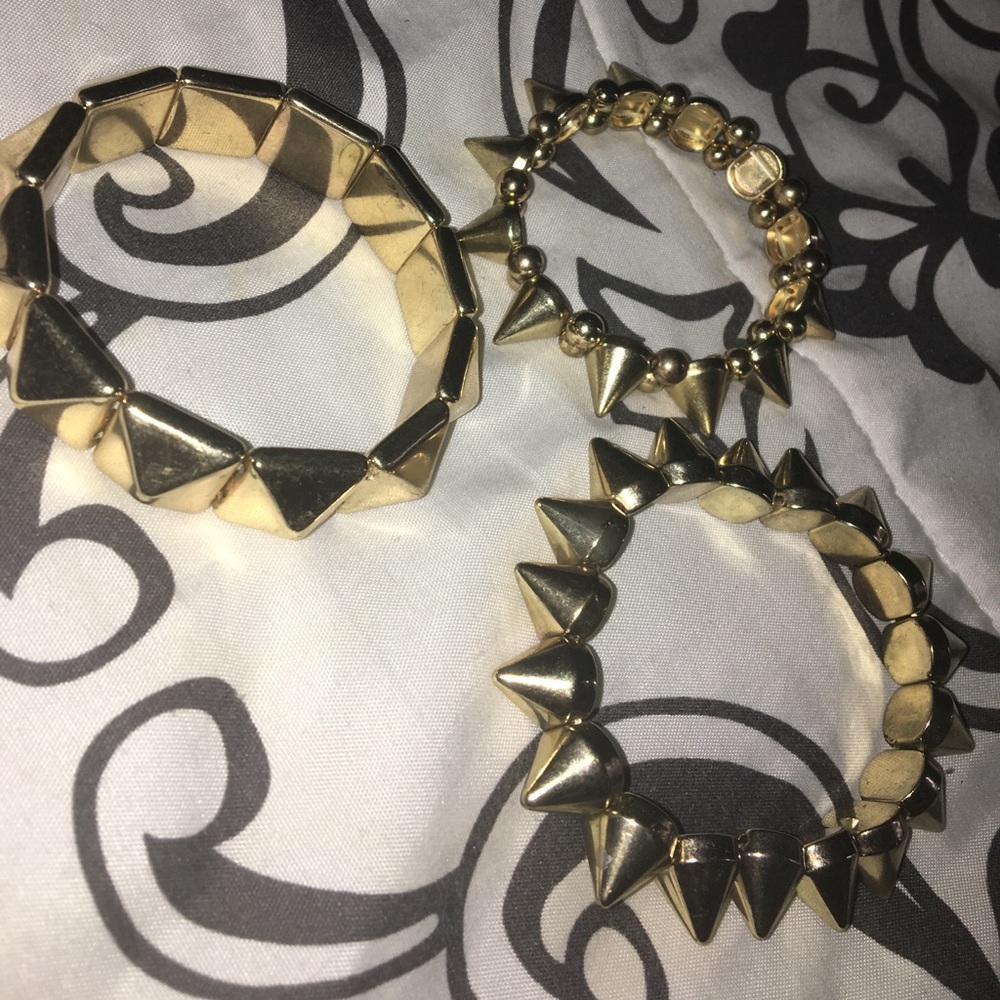 Gold Spiked Braclet Set