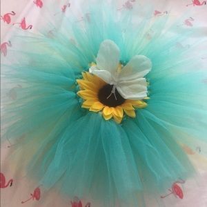 Multi color tutu with sunflower headband