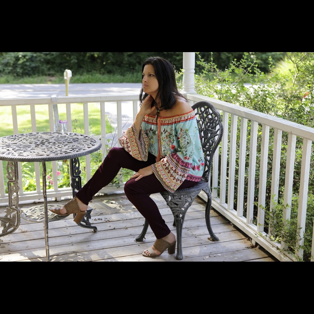 Gorgeous off the shoulder bohemian top. Last one!