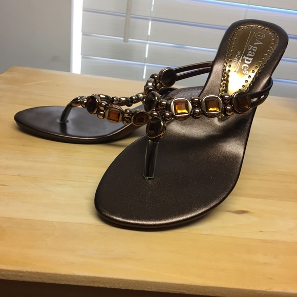 agape Shoes - Brown Agape Thong Sandal Heels