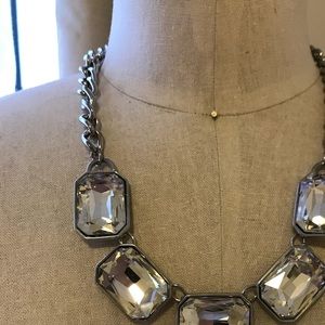 Faux Jewel Silver Princess Length Necklace