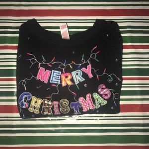 Merry Christmas Confetti Black Ugly Xmas Sweater
