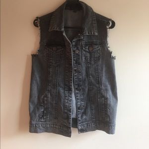 Black wash denim Vest