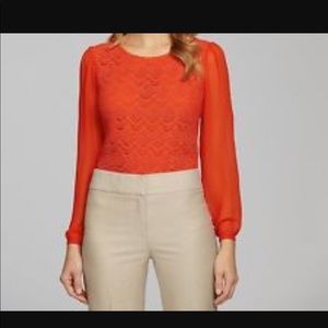 Antonio Melani red lace appliqué L/S top