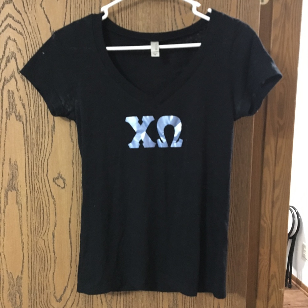 Chi Omega Black V-Neck