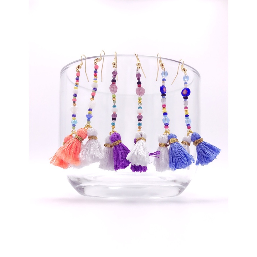 Handmade mini tassel dangle earrings