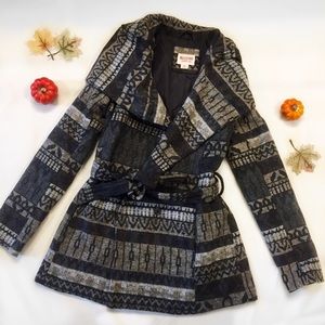 Mossimo Small Aztec Print Belted Pea Coat w/ Hood