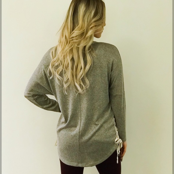  Side Lace Up Dolman Knit Sweater - Picture 6 of 6