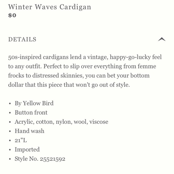 Anthropologie Yellow Bird Winter Waves cardigan - Picture 6 of 6