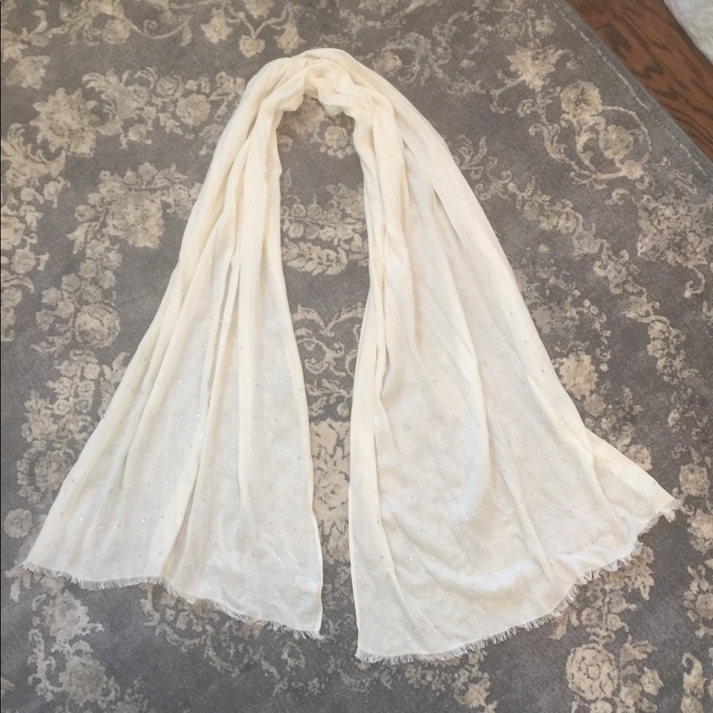 Cream jeweled scarf