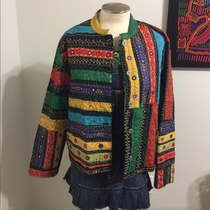 Chico's Embroidered Jewel toned Jacket size 2