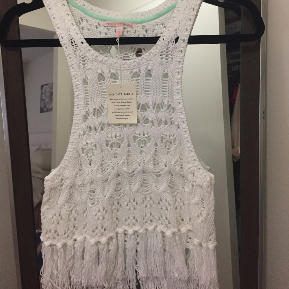 White crochet beach cover up