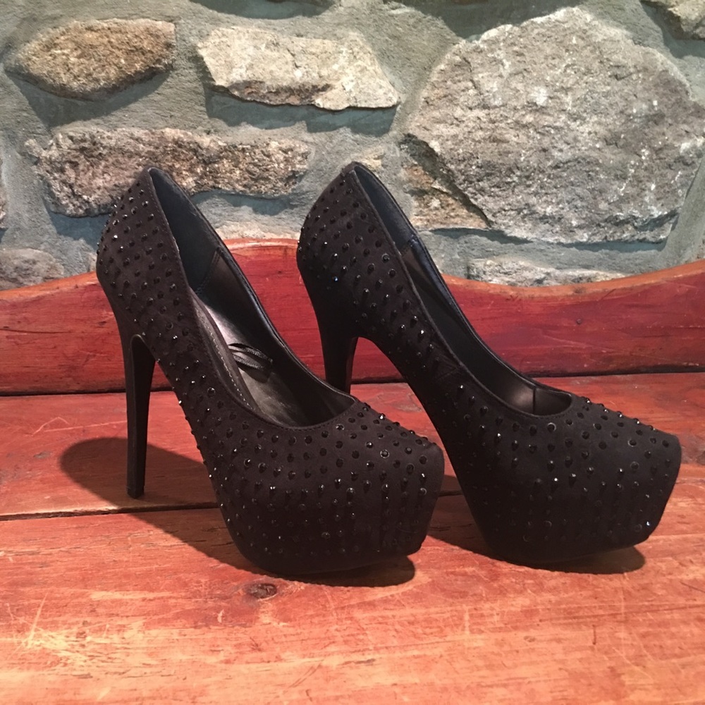 Forever 21 Black Rhinestone Stilettos