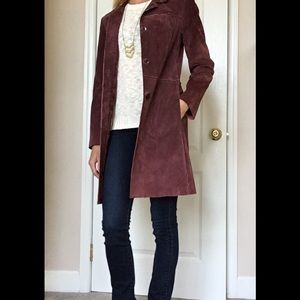 Fall Burgundy Suede Coat XS