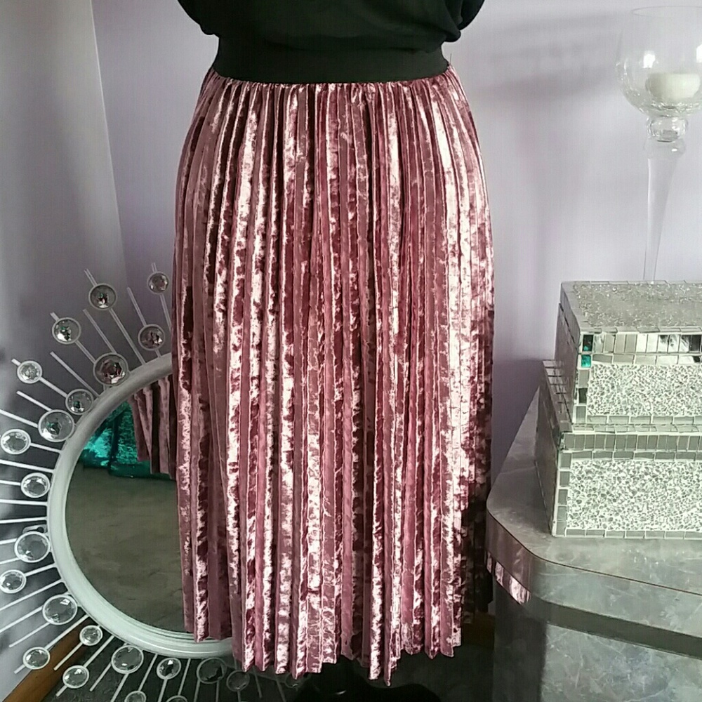 Last 1! *HP* Crushed Velvet Pleated Skirt! - Picture 4 of 6