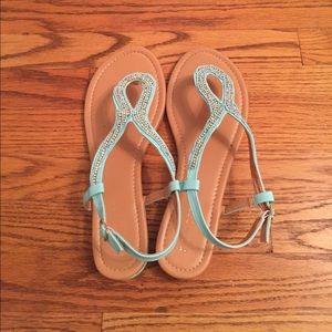 Maurice's rhinestone mint green sandals. 11. GUC.