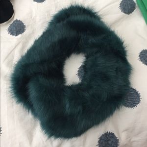 Deep teal faux fur infinity scarf