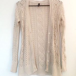 Classic open-knit Cream Cardigan