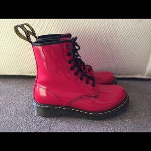 Dr. Martens patent red boot
