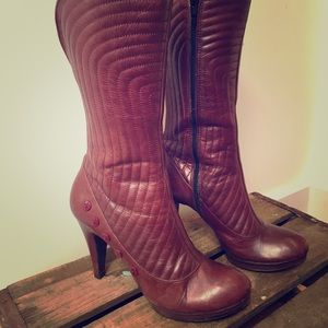 Paolo SF Burgundy Leather High Heel Boots