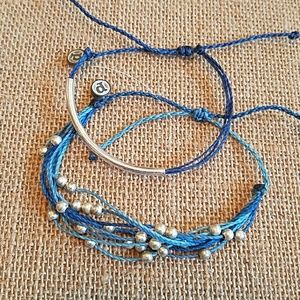 New: Pura Vida Silver & Blue Cord Bracelet Pack