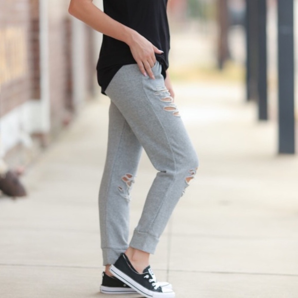 SALE!! Heather Grey Distressed Jogger pant!