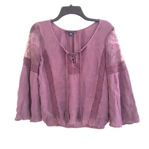 American Eagle Outfitters Purple Peasant Top