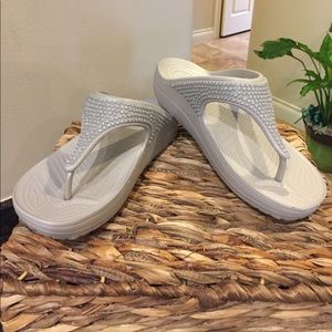 Rhinestone Silver Crocs