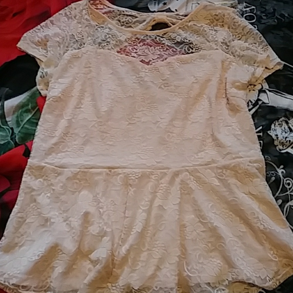 Forever21 pink lace peplin top really sexy
