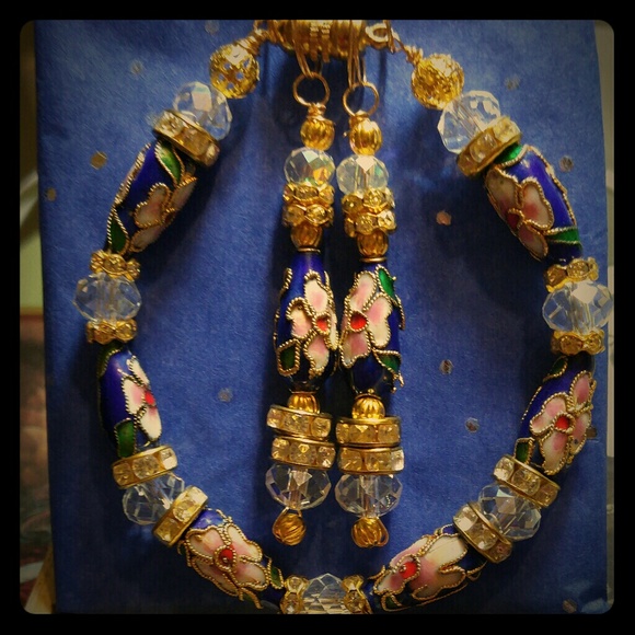 #0106 "Indigo Blues" Cloisonne' Earrings - Picture 2 of 2