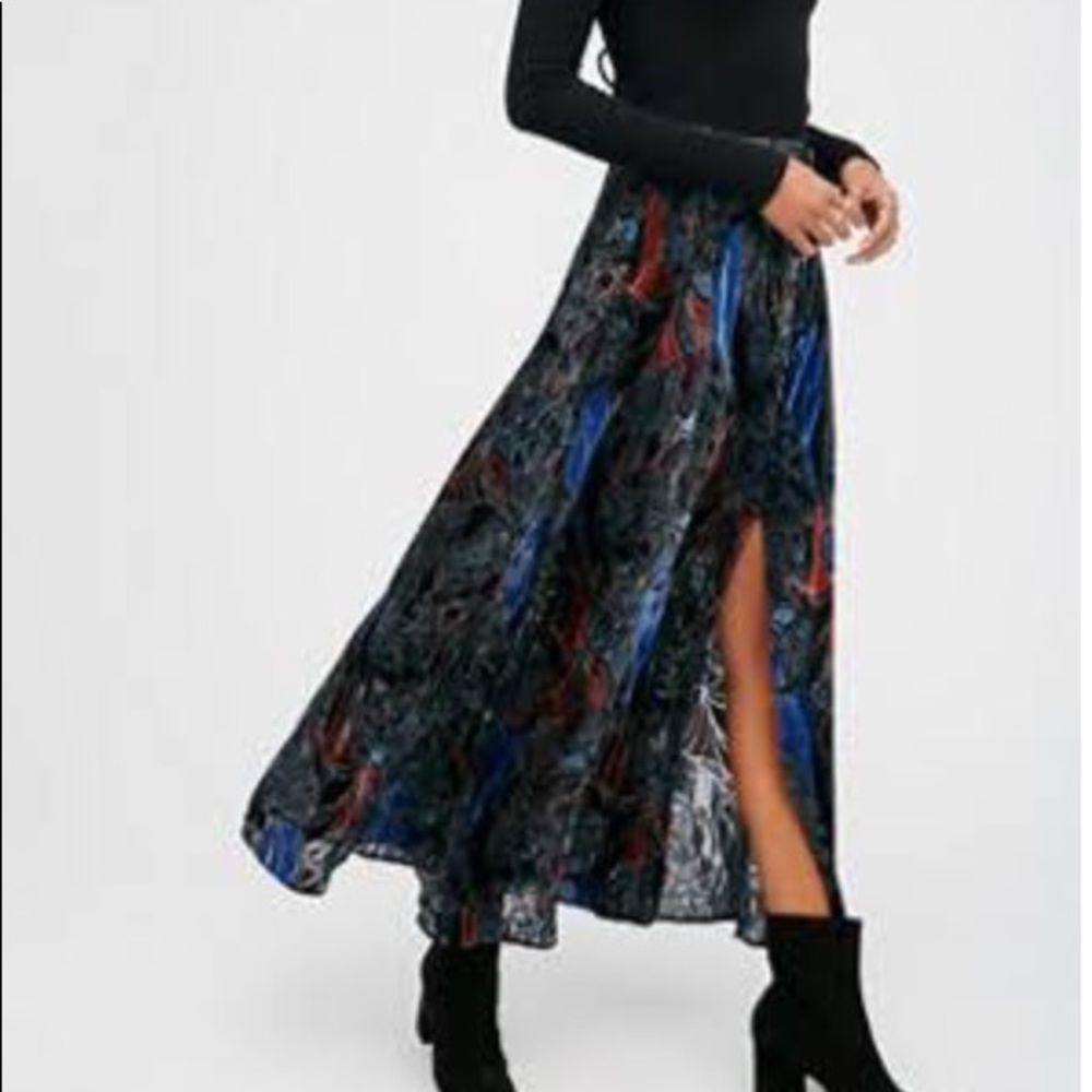 Free People Velvet Burnout Maxi Skirt
