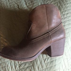 Brown leather booties