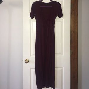 Medium, maroon wrap dress