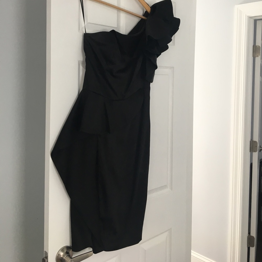 One Shoulder Black Cocktail Dress