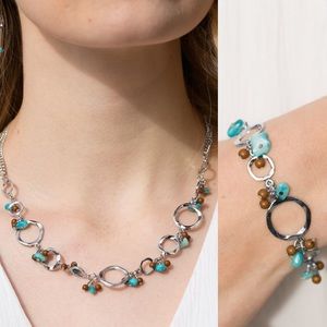 Turquoise Set Necklace, Earrings, Bracelet Silver