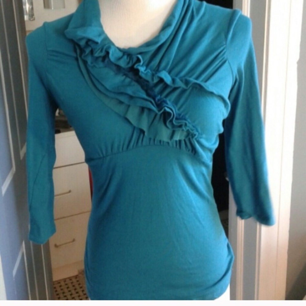 Anthropologie Ric Rac turquoise green/teal top!