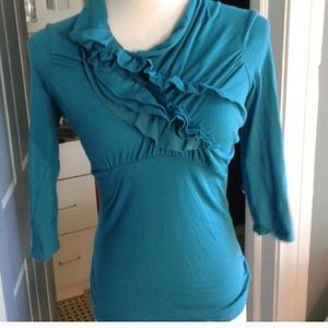 Anthropologie Ric Rac turquoise green/teal top!