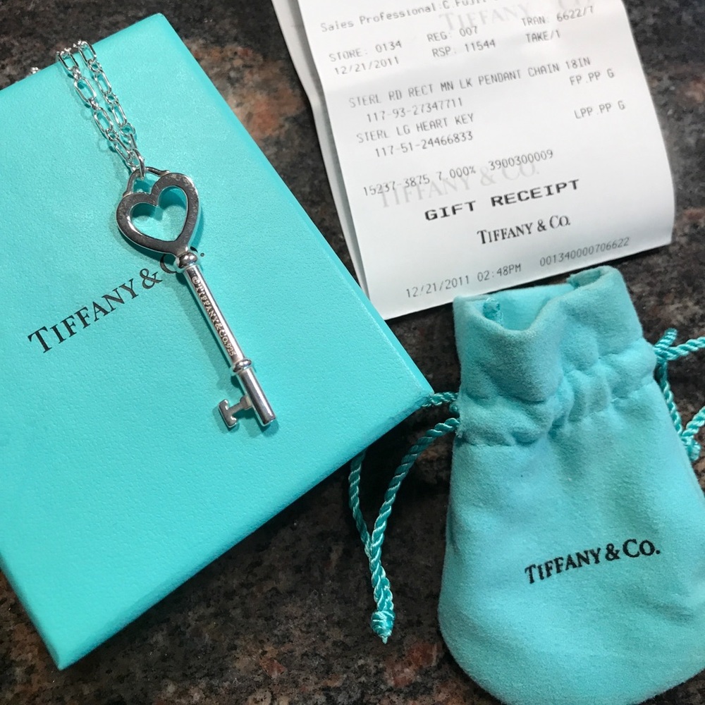 Tiffany &Co. large heart key with 18in necklace