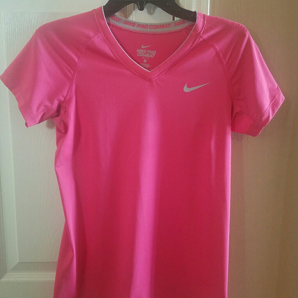 Pink Nike pro workout exercise top small