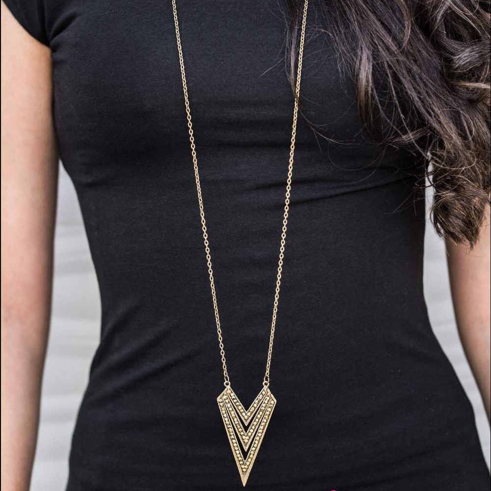  Gorgeous gold Chevron Set Necklace Earrings