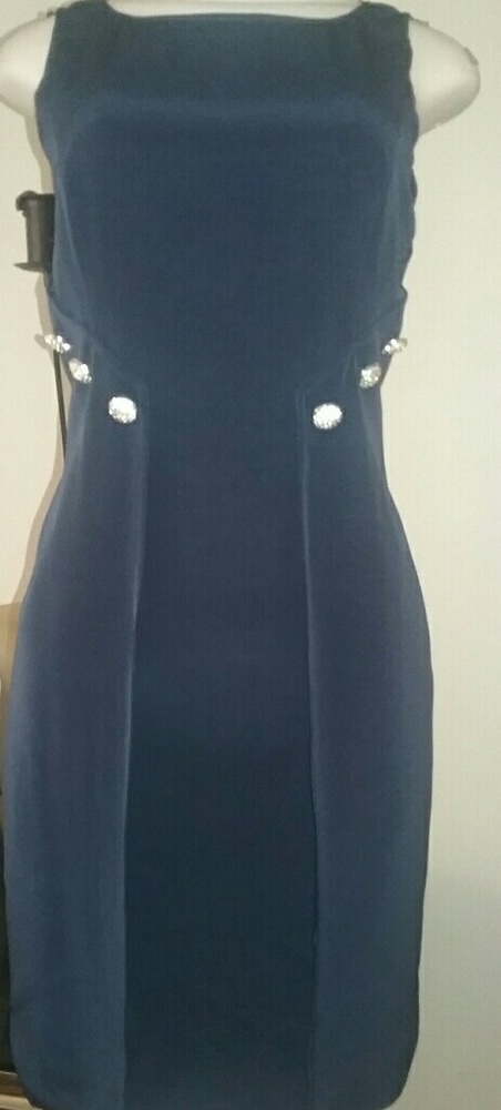 Tootsies navy cocktail dress with diamond buttons
